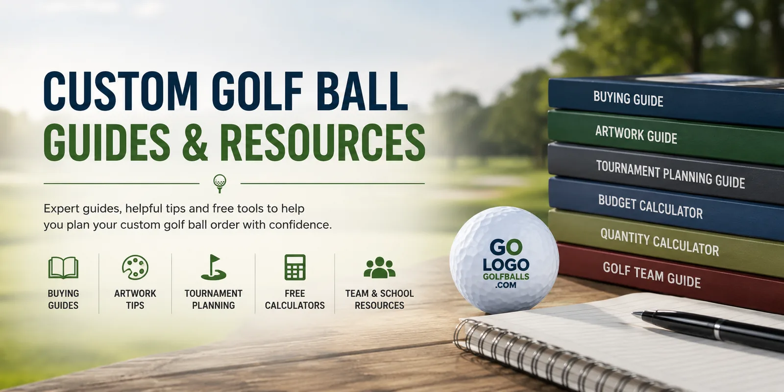 Custom golf ball guides and resources for buying, artwork, tournament planning and calculators